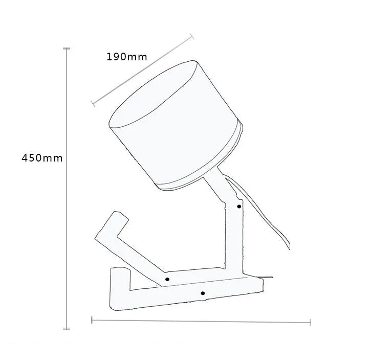 Creative humanoid wooden table lamp with white fabric shade and deformable design on a wooden surface