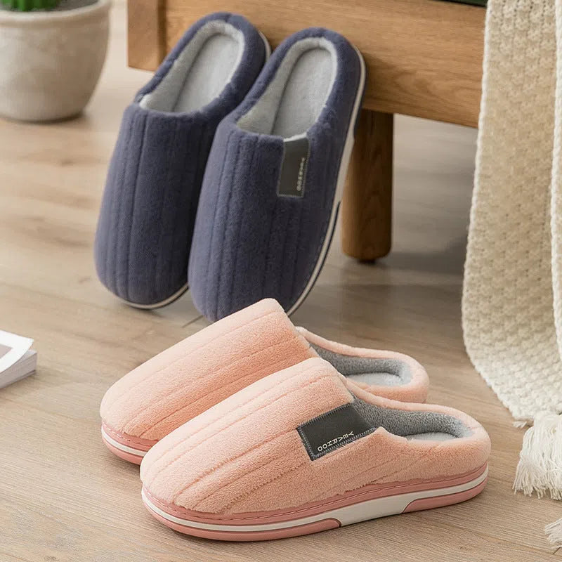 Men's cotton winter anti-slip slippers with suede upper and TPR sole