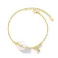 Silver gold electroplated women's bracelet with white chalcedony gemstone and starry sky design elements