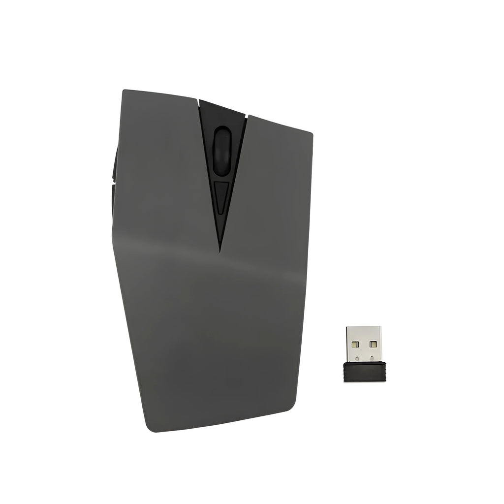 Wireless invisible optical mouse for laptops in black, gold, silver grey, or light gold, shown with USB receiver