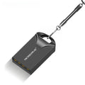 Black and silver mini metal USB flash drive showing compact size and USB connector.