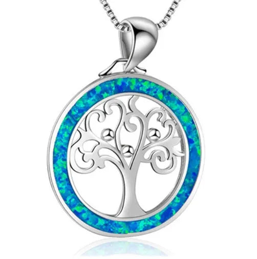 Silver filled blue opal sea turtle pendant necklace with vintage finish