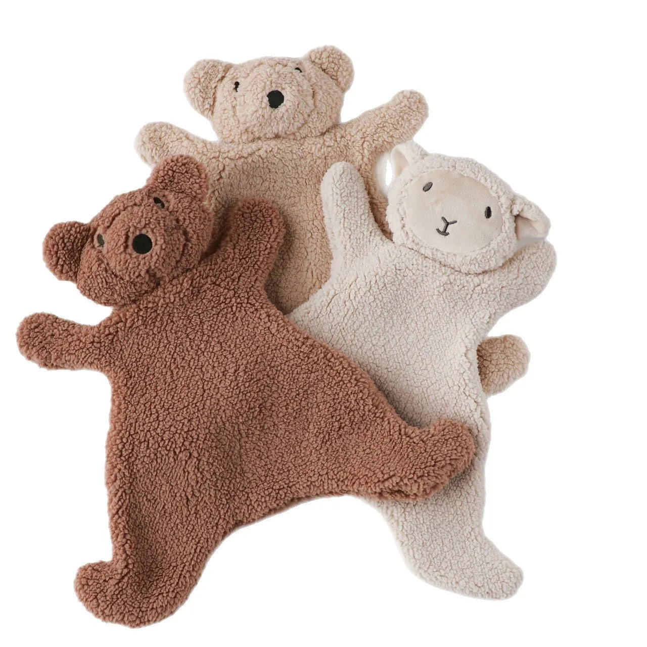 Beige sheep velvet plush sleeping bear doll for infants 30x29.5cm