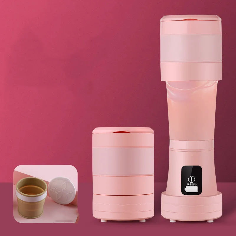 Blue portable USB rechargeable blender with 450ml cup and stainless steel blades.