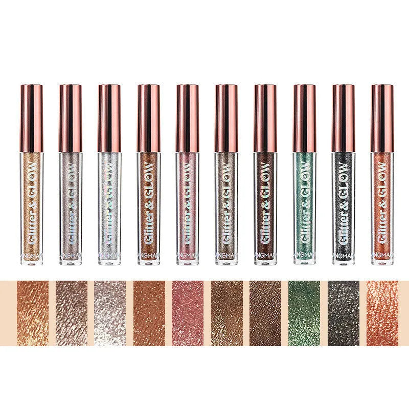 Diamond Shine Liquid Eye Shadow 10 colour set in a compact box with shimmering pearl finish