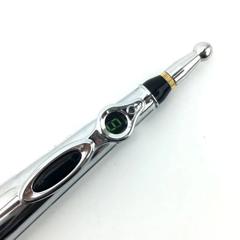 KEBETEME Massage Pen with three interchangeable therapy tips on a white background