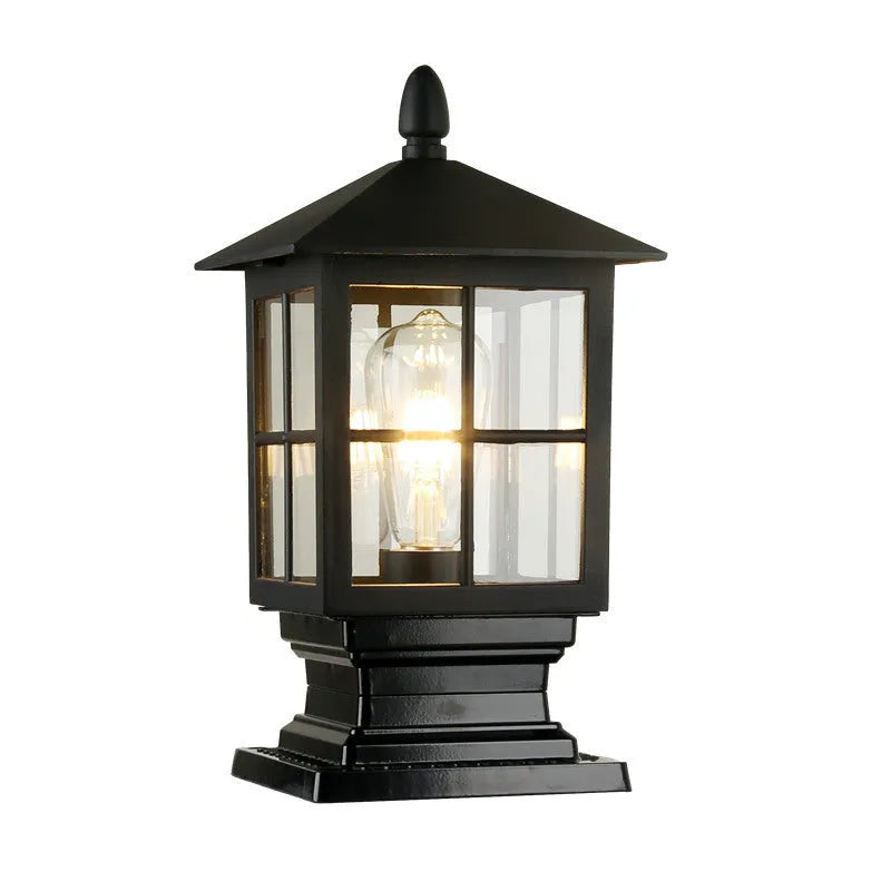 Simple outdoor pillar lamp alloy waterproof rust-proof black colour 180x345mm