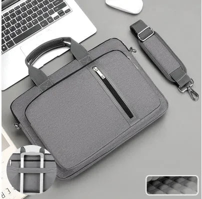Large capacity portable shockproof nylon notebook bag in beige, designed for laptops