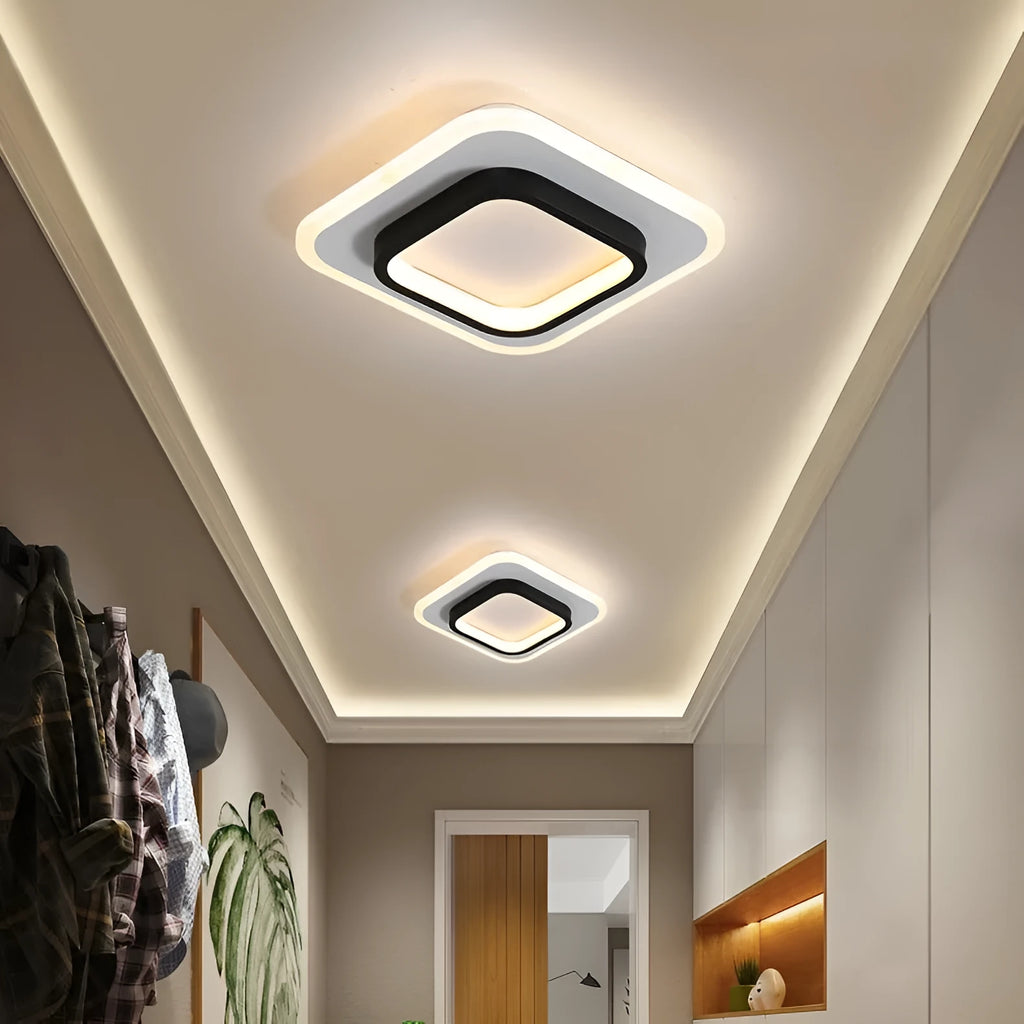 LED corridor aisle balcony light in aluminium and acrylic with black or white finish and 5-15m2 coverage