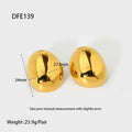 Geometric stainless steel ear studs with a glossy 18K gold tone electroplated finish