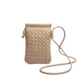 Vintage Weave pattern PU crossbody bag in square vertical shape, shown in khaki colour.