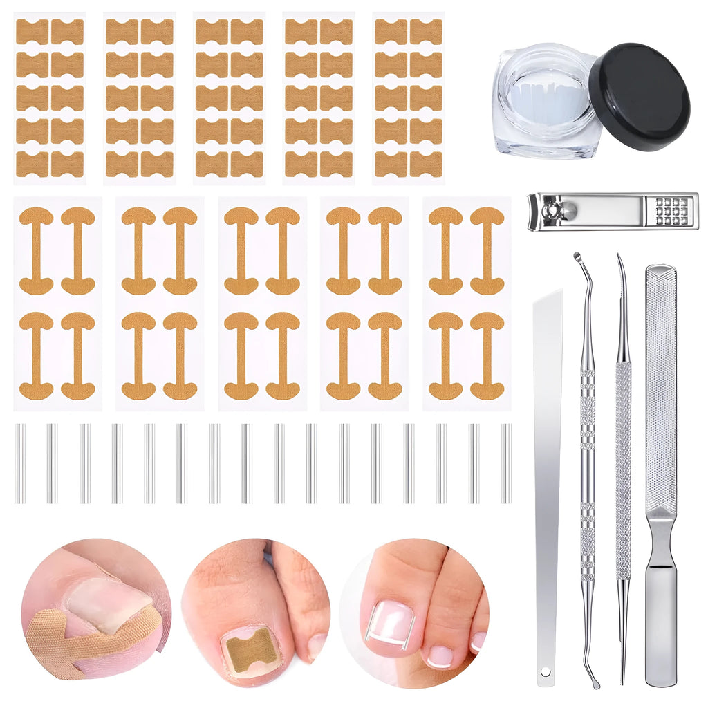 Nail groove embedded nail corrector set with 16 stainless steel manicure tools including trimmer