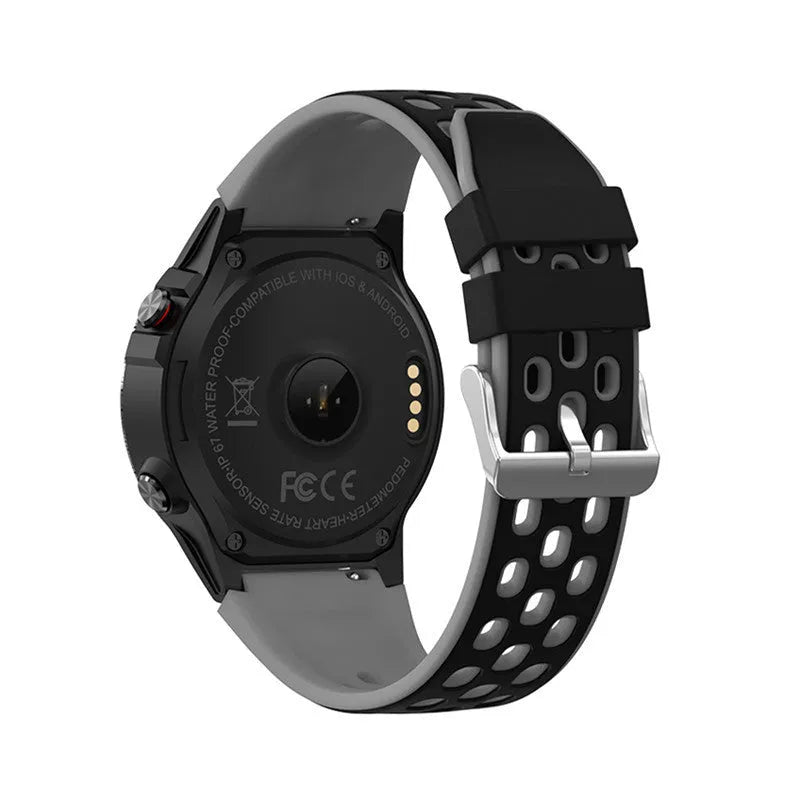 Outdoor sports smart watch with 1.3 inch screen showing fitness tracking display on silicone wrist strap