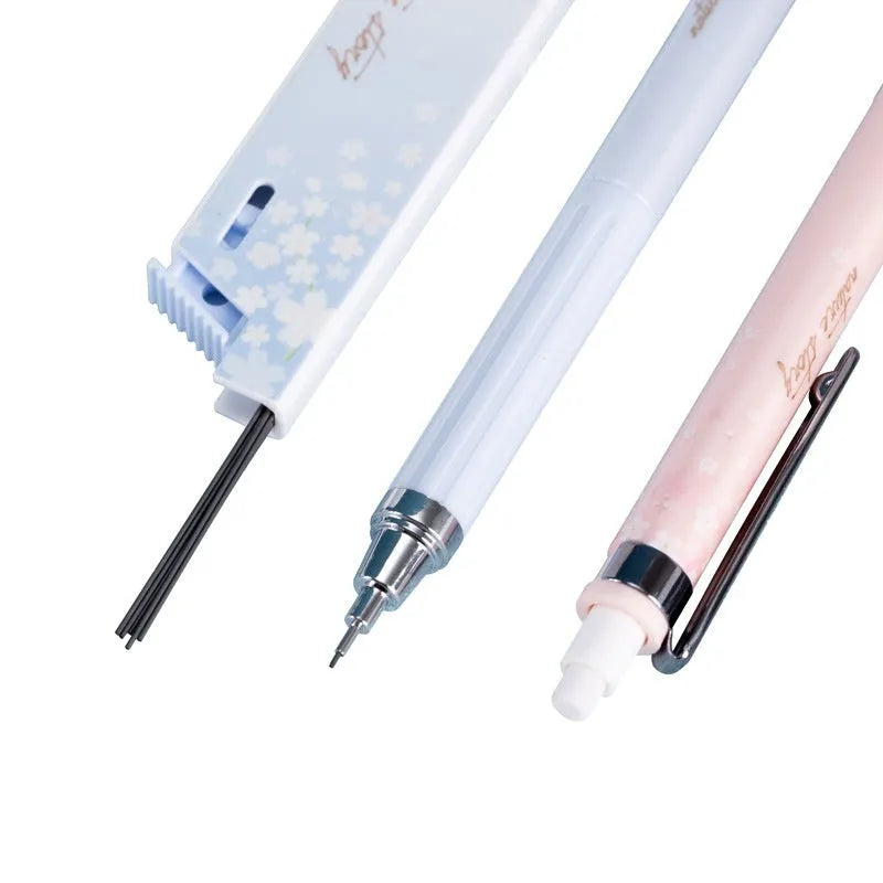 Sakura law cartoon style automatic pencil set with three coloured pencils and boxes of 0.5mm HB refills.