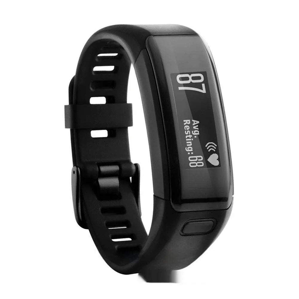 Black silicone replacement wristband strap for smart athletic bracelet with screwdriver and four screws