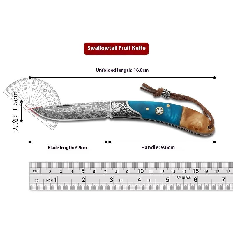 VG10 stainless steel folding knife with national style handmade craftsmanship