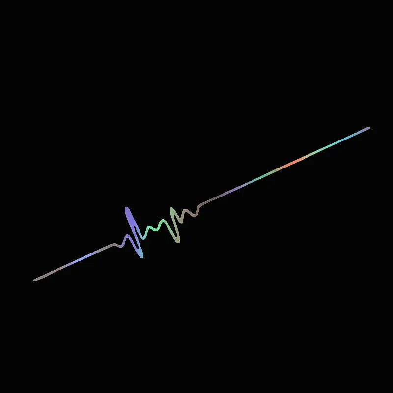 Creative ECG heartbeat design car bumper decorative sticker in colour gradient on a vehicle body