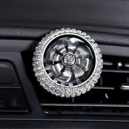 Diamond-studded leather car storage box with handmade Czech rhinestones in white colour