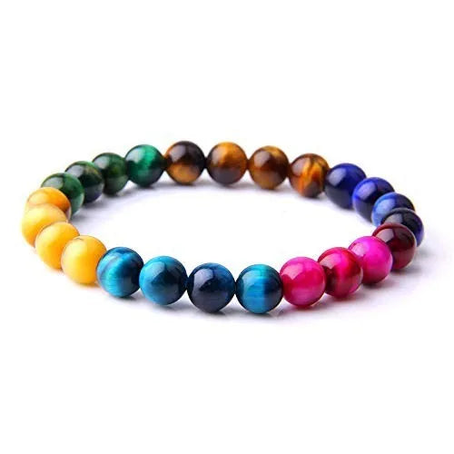 Alloy volcano white turquoise bracelet with natural stone beads in green tiger eye, black agate and blue stone options