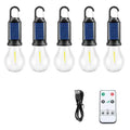 Five solar outdoor lantern-style warm light bulbs with pastoral design