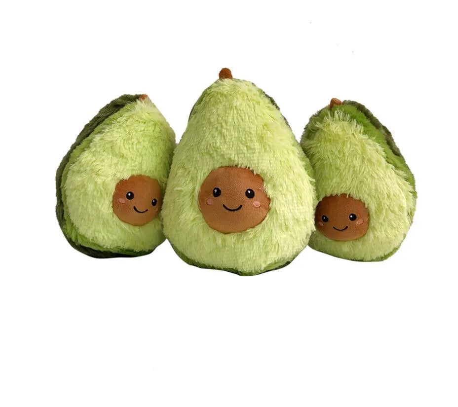 Soft green avocado plush toy pillow with cartoon face, PP cotton filling, 20cm to 60cm sizes