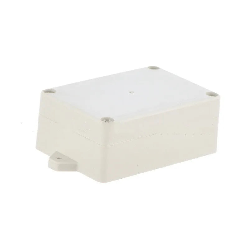 Grey ABS plastic waterproof box for security monitoring power supply, dimensions 100mm x 68mm x 40mm.