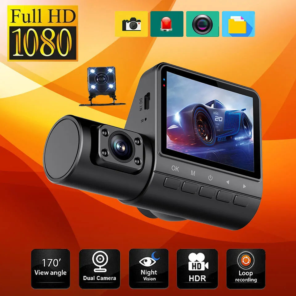 Black car recorder with touch screen for 1080P high-definition video recording