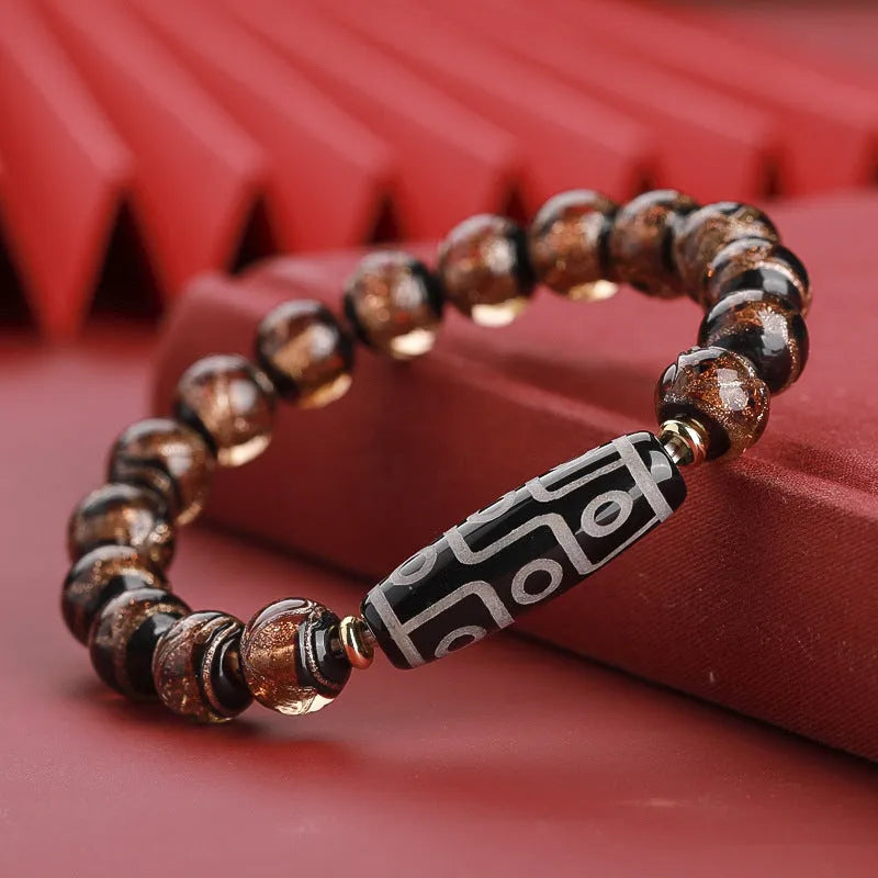 Chinese style coloured glaze bracelet with snake lucky beads in colourful glaze finish
