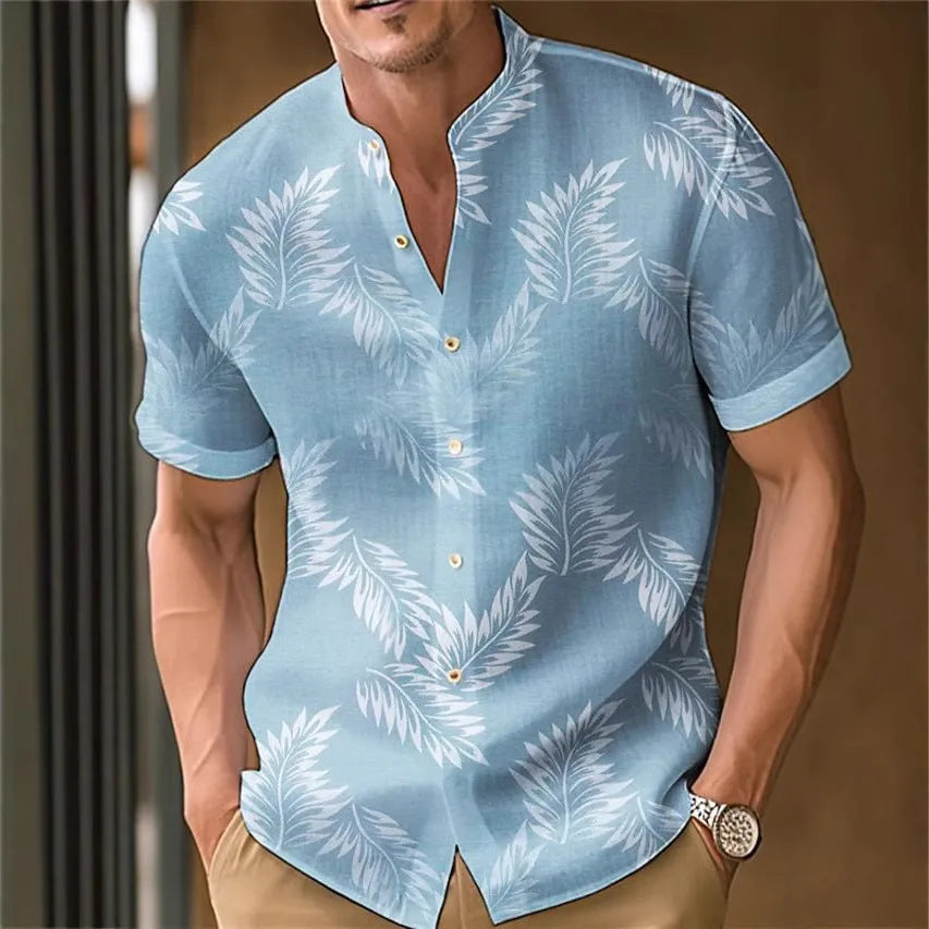 Men's printed casual shirt in polyester, available in multiple colours and sizes including XL and 4XL.