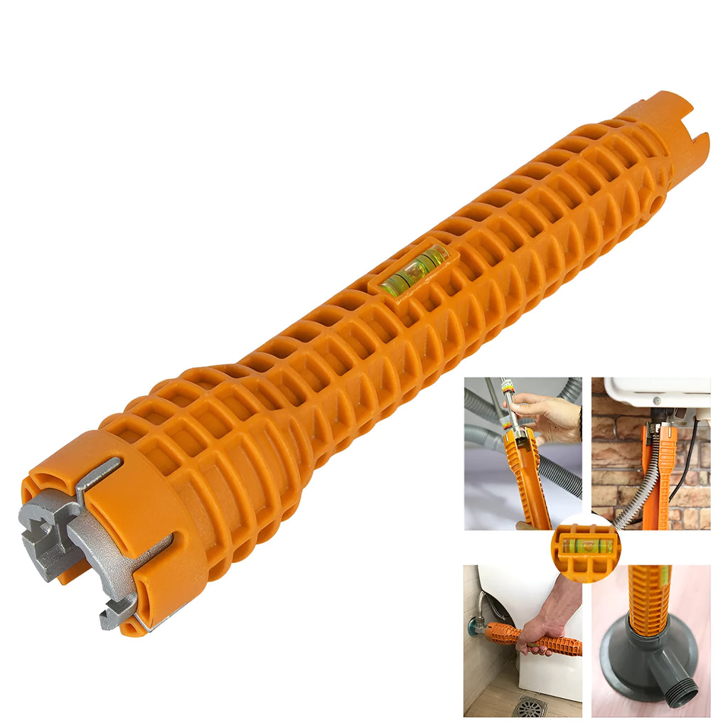 Orange multifunction anti-slip faucet socket wrench with plastic and aluminium alloy construction