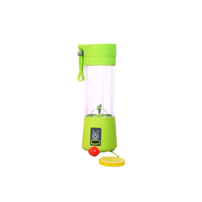 Mini USB electric fruit juicer with stainless steel blade in pink colour