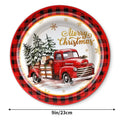 Pack of 10 disposable paper plates with cartoon Christmas design in 7-inch and 9-inch sizes