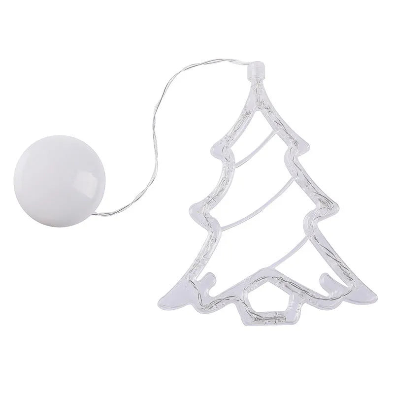 Christmas LED decorative light with suction cup showing Santa Claus, elk and snowman designs on window