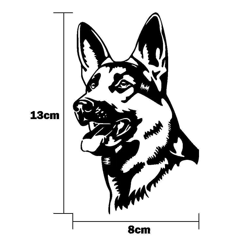 Reflective Alsace Shepherd hunting dog car bumper sticker, 13cm by 8cm