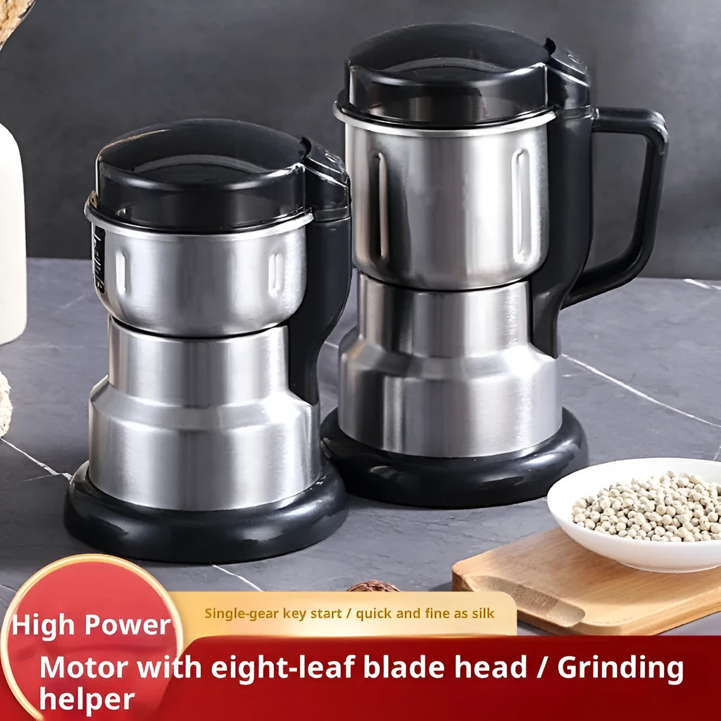 600g electric grain grinder mill with stainless steel body, eight leaf knife and 200 x 145 mm size