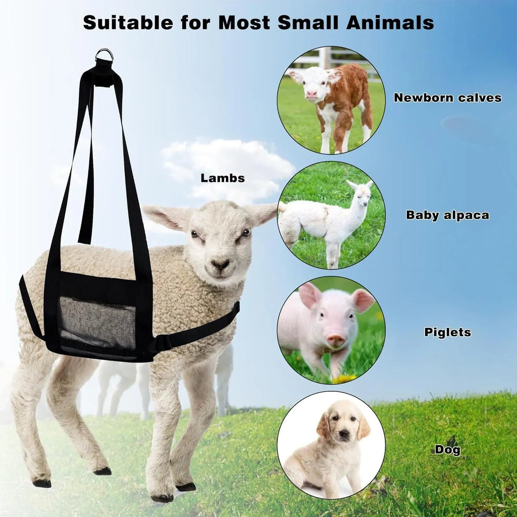 Black calf and large dog weighing sling measuring 35cm by 150cm with four connection points