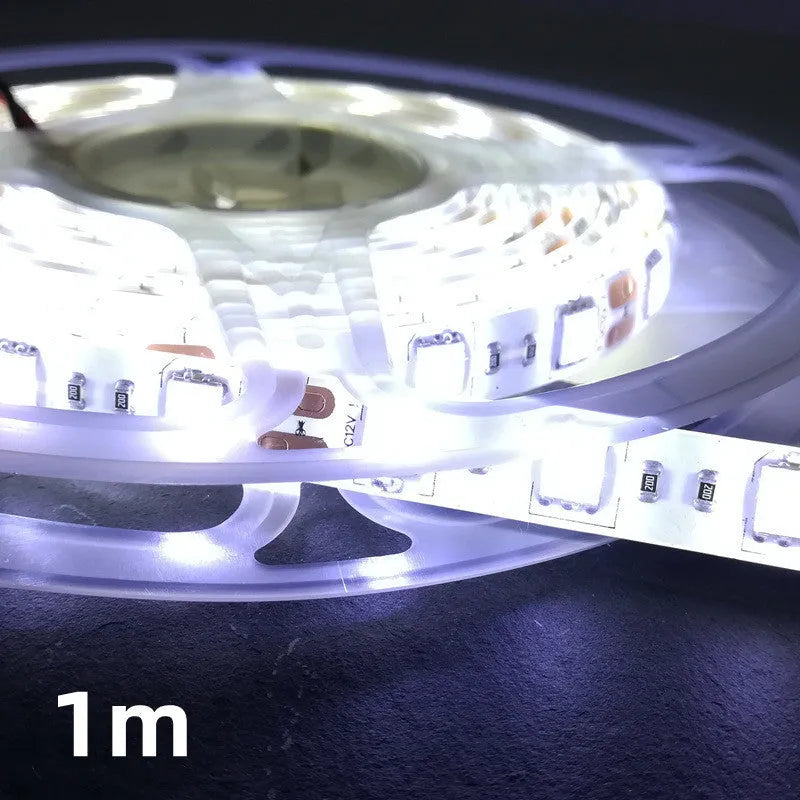 Epoxy waterproof flexible LED light strip showing 5050 beads and 10mm width