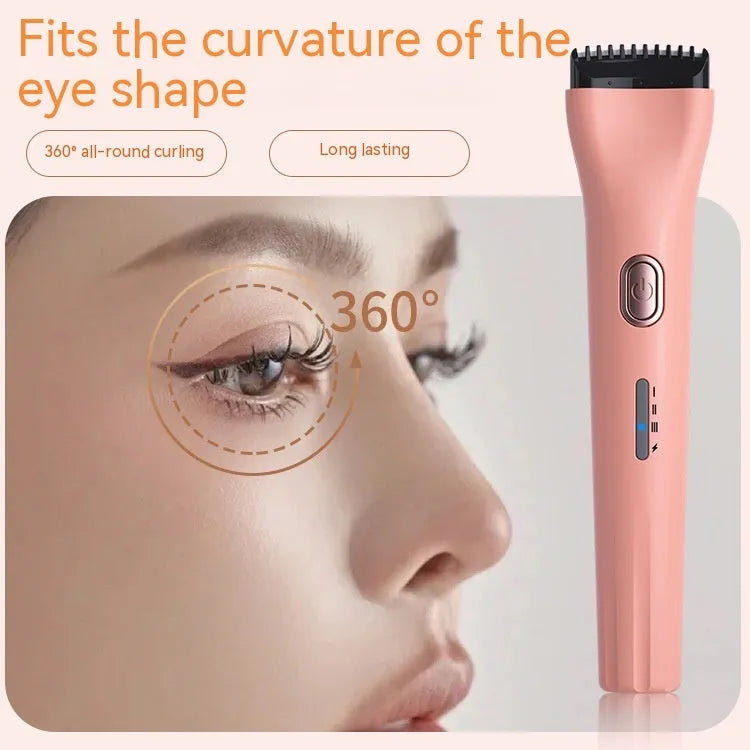 Electric eyelash curler with memory function and temperature control in pink colour