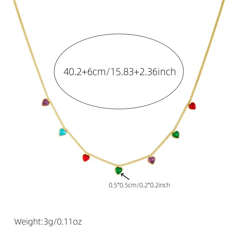 Women's gold-plated heart necklace with adjustable chain on stainless steel