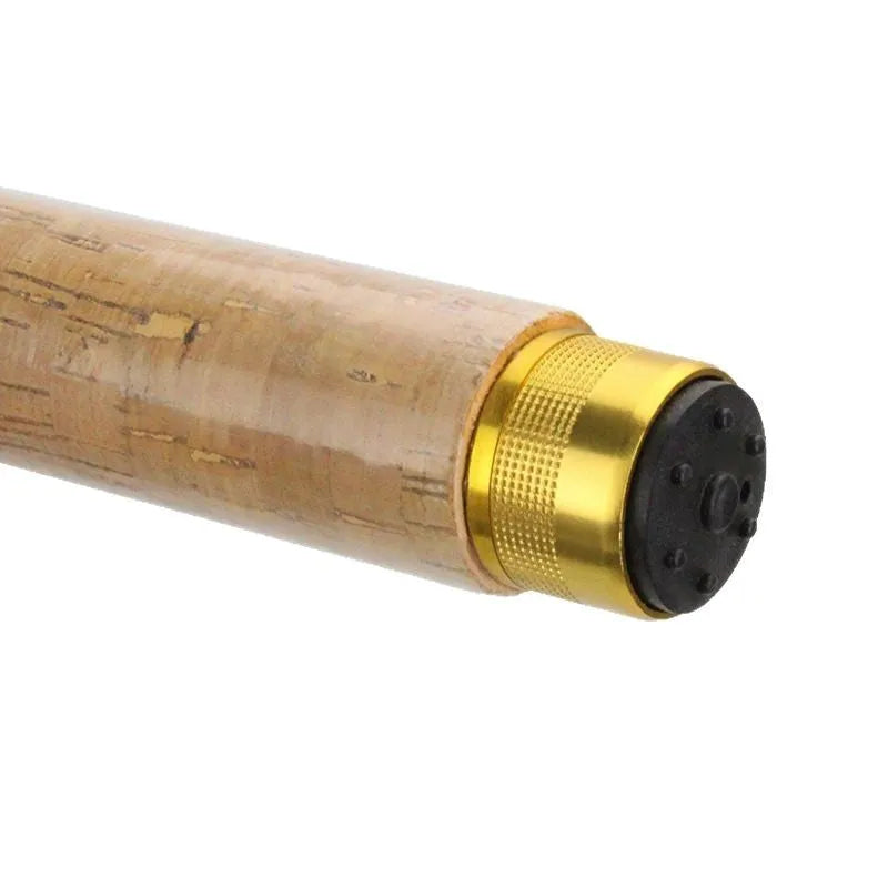 Wood grain ice fishing rod with carbon coating, retracted to 0.6 metres, shown on ice surface