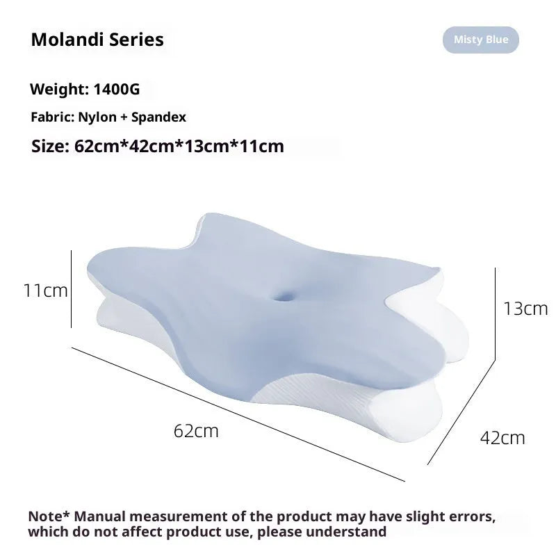 Dedicated Sleep Home slow rebound memory foam contour neck pillow in budding green colour, 62x42x11x13cm