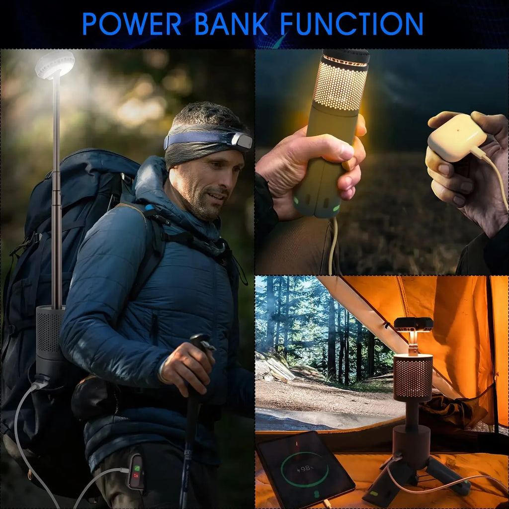 Portable LED camping lantern in off white colour with button switch
