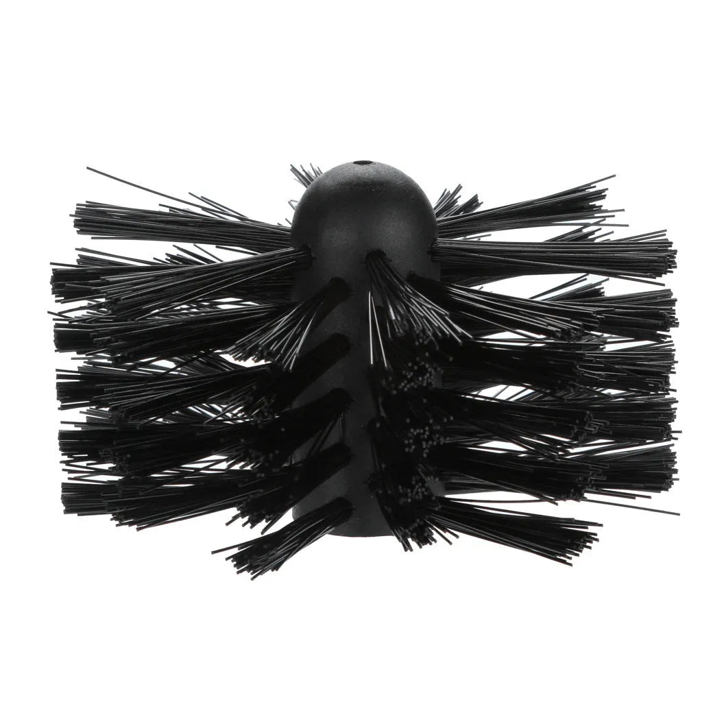 Flexible chimney and dryer vent cleaning brush set with bendable rods and nylon brush head.