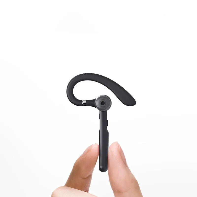 Black mono Bluetooth headset with over-ear hook showing single earpiece.