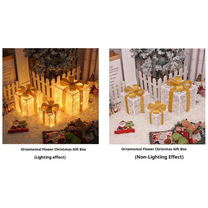 Folding Christmas LED decoration tree set with remote control, warm and colour light options, 26 cm tall, polyester PTE fabric