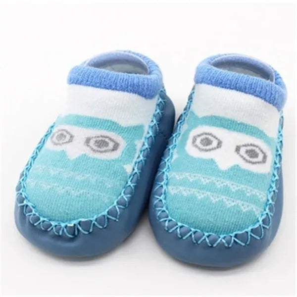 Baby anti-slip floor socks combed cotton jacquard 11cm pink cartoon pattern