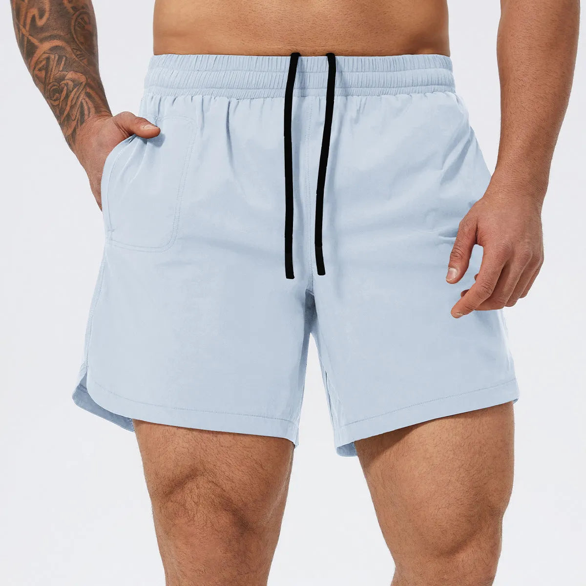 Men's moisture-wicking athletic shorts for basketball tennis running in nylon fabric