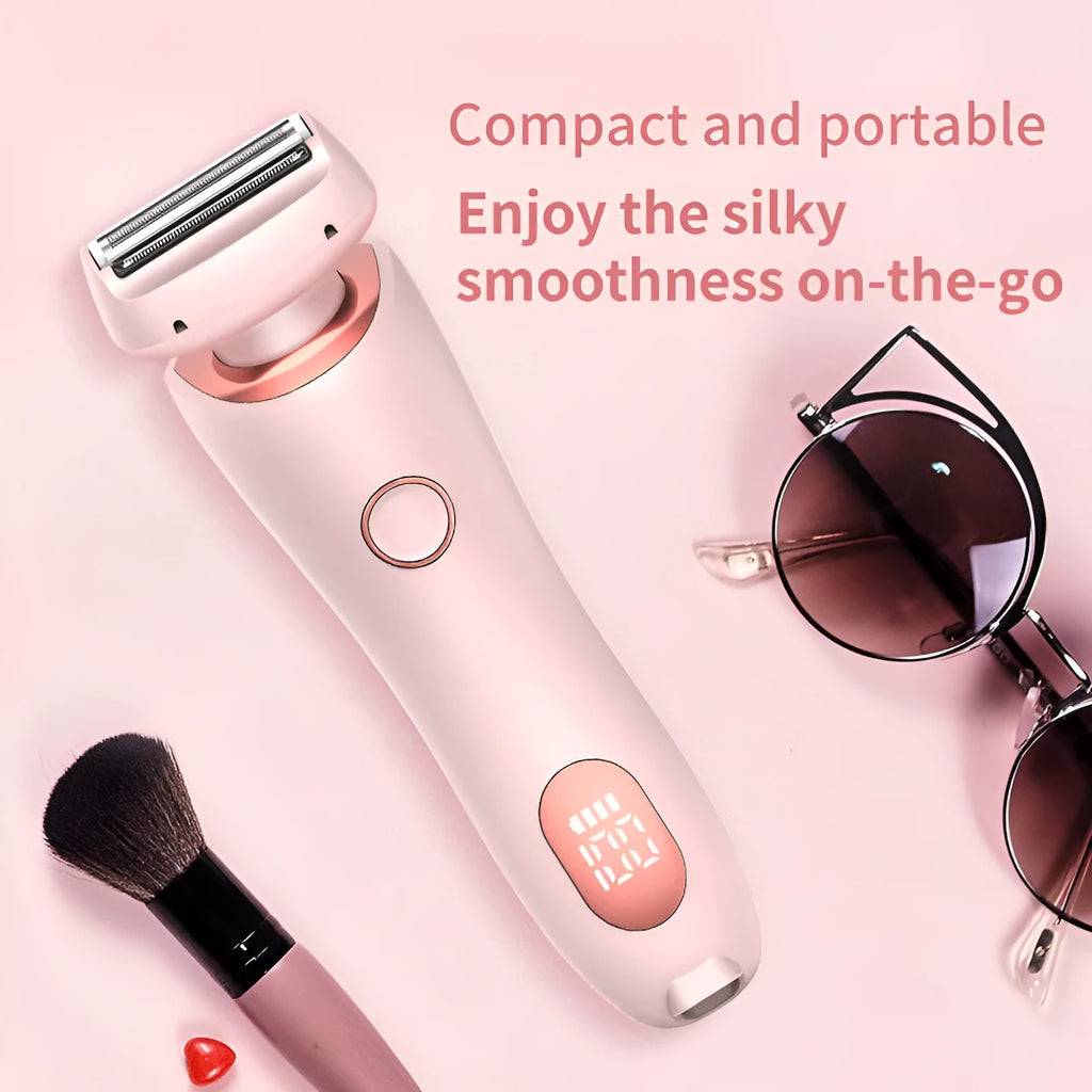2 in 1 women's electric shaver with foil and rotary heads, pink or blue, IPX7 waterproof