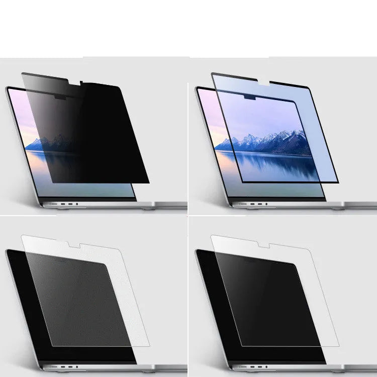 Privacy film for MacBook Pro 14 and 16, including magnetic, anti-blue light, and washable frame options