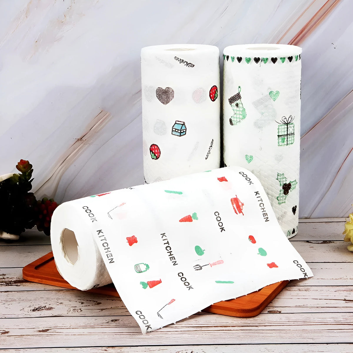 Disposable non-woven rag roll with 23x25cm wood pulp and PP sheets, 50 per roll, in Fawn colour
